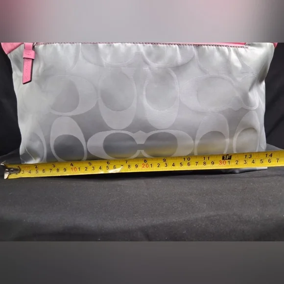 3 Peice Coach Signature Nylon Pink & Gray Getaway Weekender Tote/Duffle Bag - Picture 10 of 16